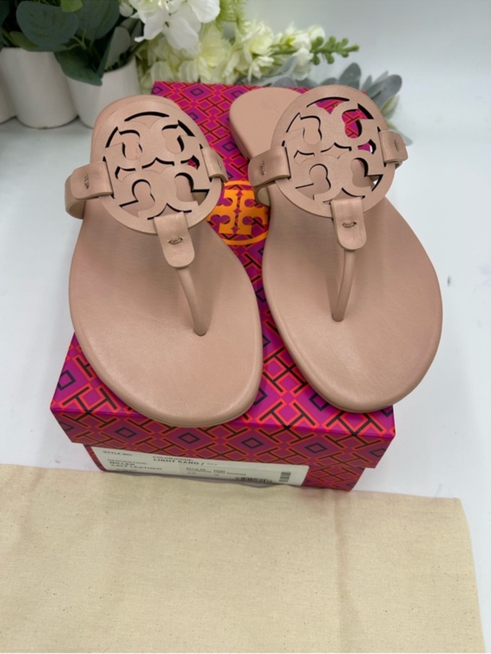 Women’s Tory Burch, MILLER soft calf, leather sandals in light sand size 10